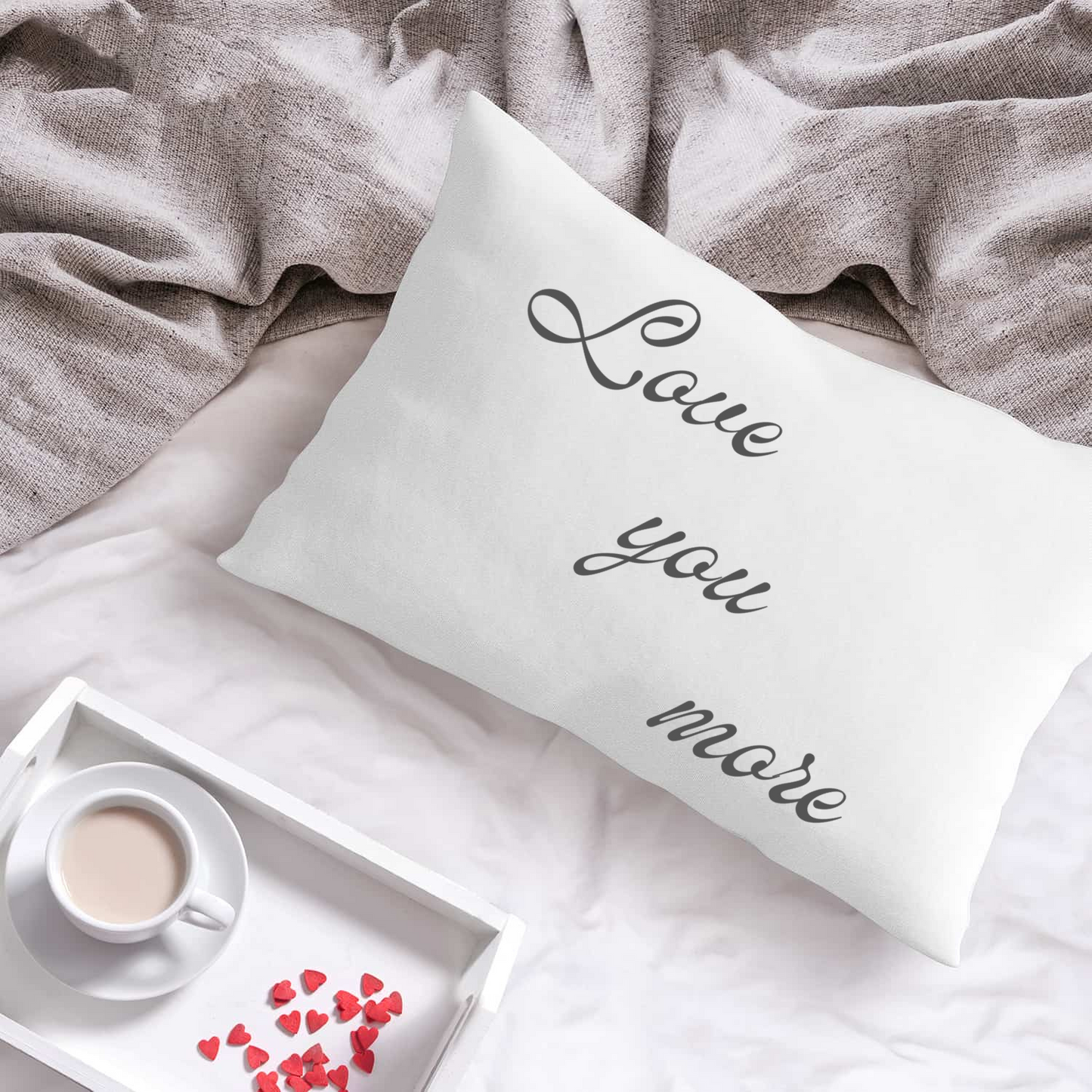 Sweet Dreams Together: "Love you", "Love you more", Microfiber Pillowcases - Cozy, Personalized Comfort for a Perfect Night's Sleep!  Two-piece Set.