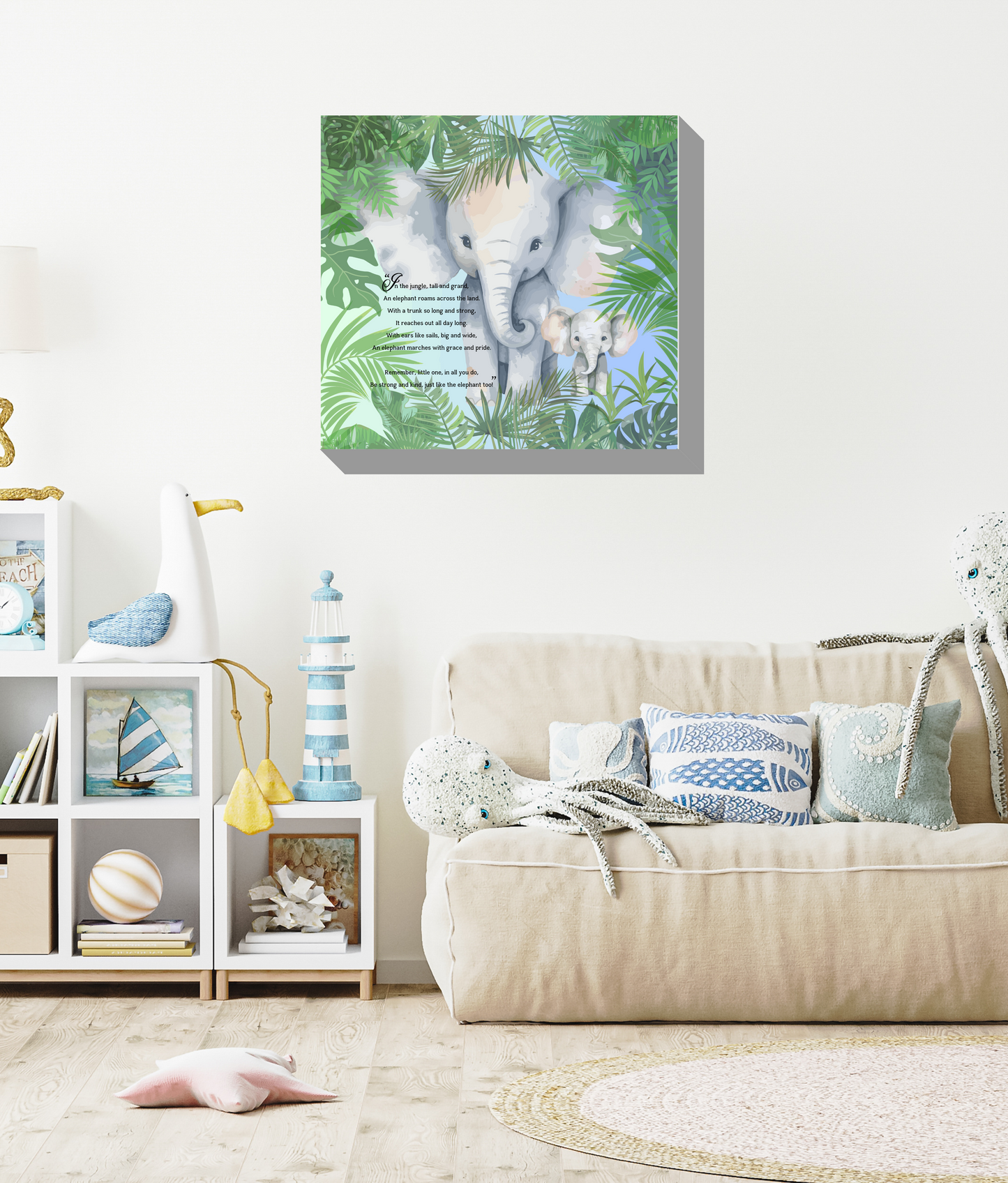 Whimsical Animal Rhyme Canvas Wraps:  Colorful Stories for Kids' Spaces - Elephants