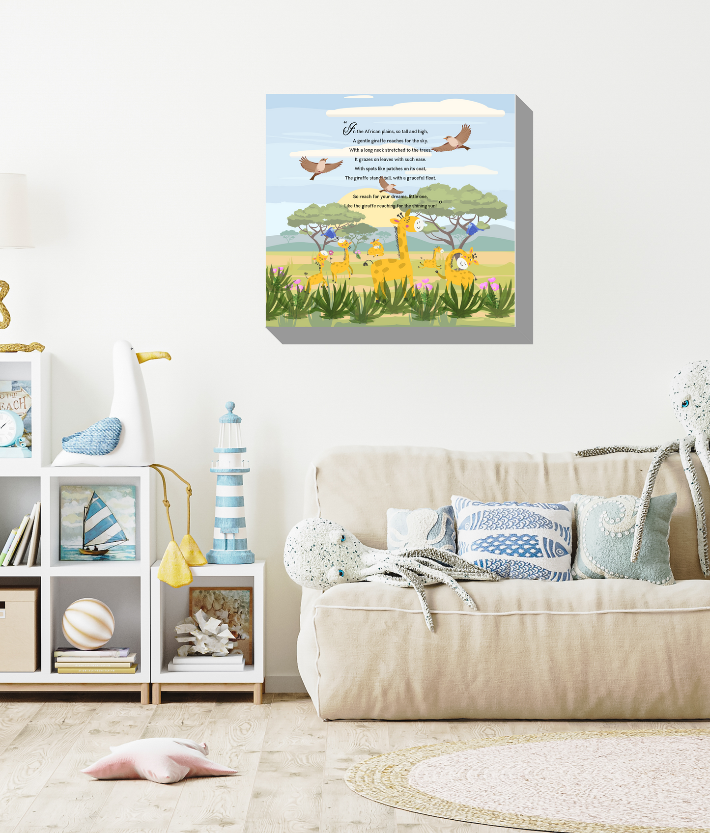 Whimsical Animal Rhyme Canvas Wraps:  Colorful Stories for Kids' Spaces - Giraffes