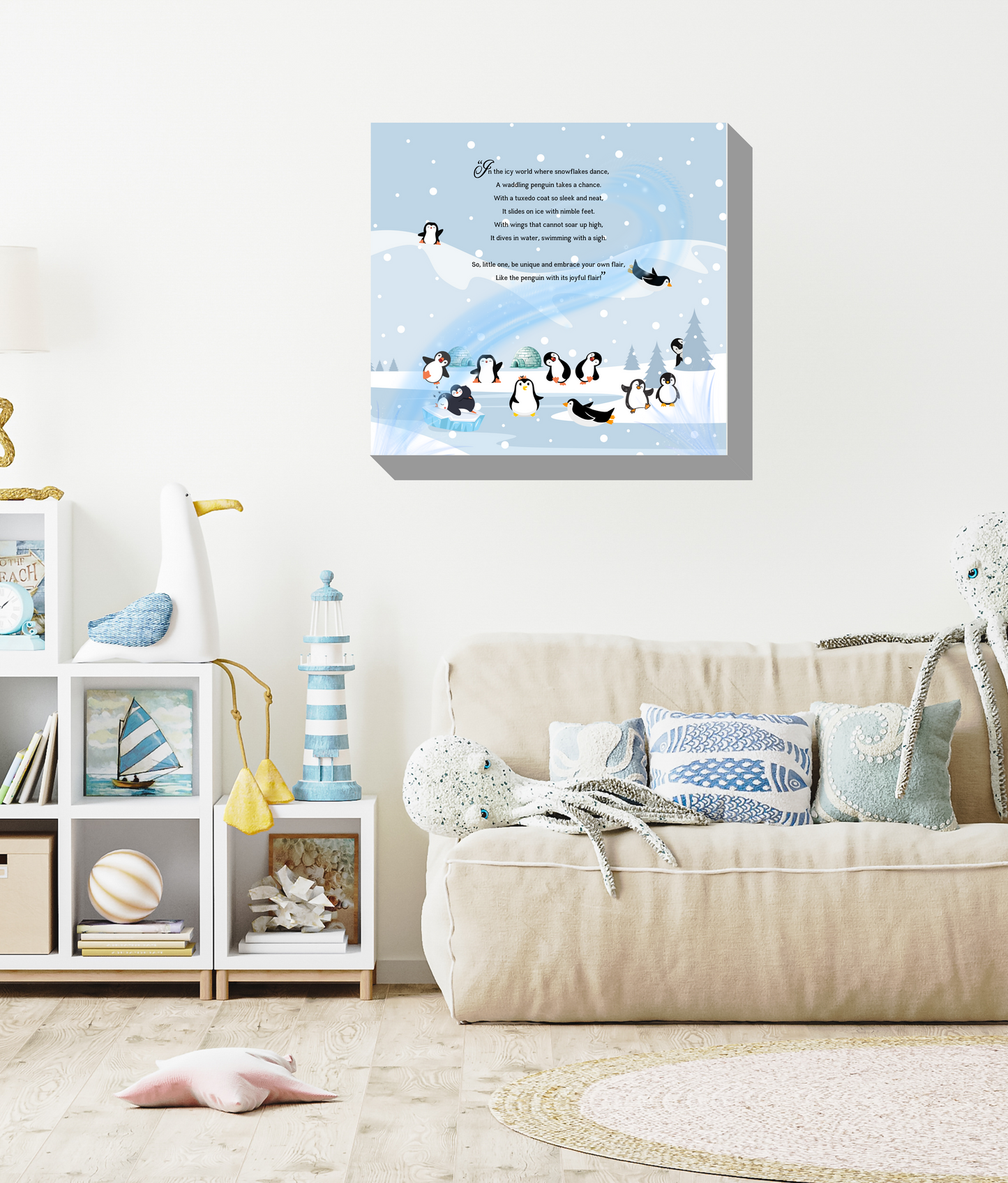 Whimsical Animal Rhyme Canvas Wraps:  Colorful Stories for Kids' Spaces - Penguins