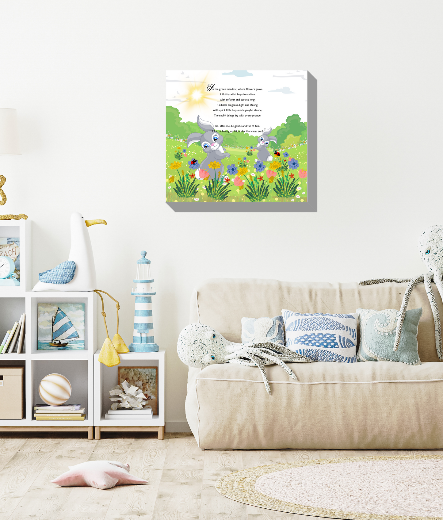 Whimsical Animal Rhyme Canvas Wraps:  Colorful Stories for Kids' Spaces - Rabbits