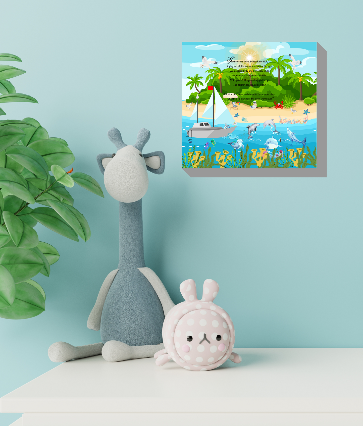 Whimsical Animal Rhyme Canvas Wraps:  Colorful Stories for Kids' Spaces - Dolphins