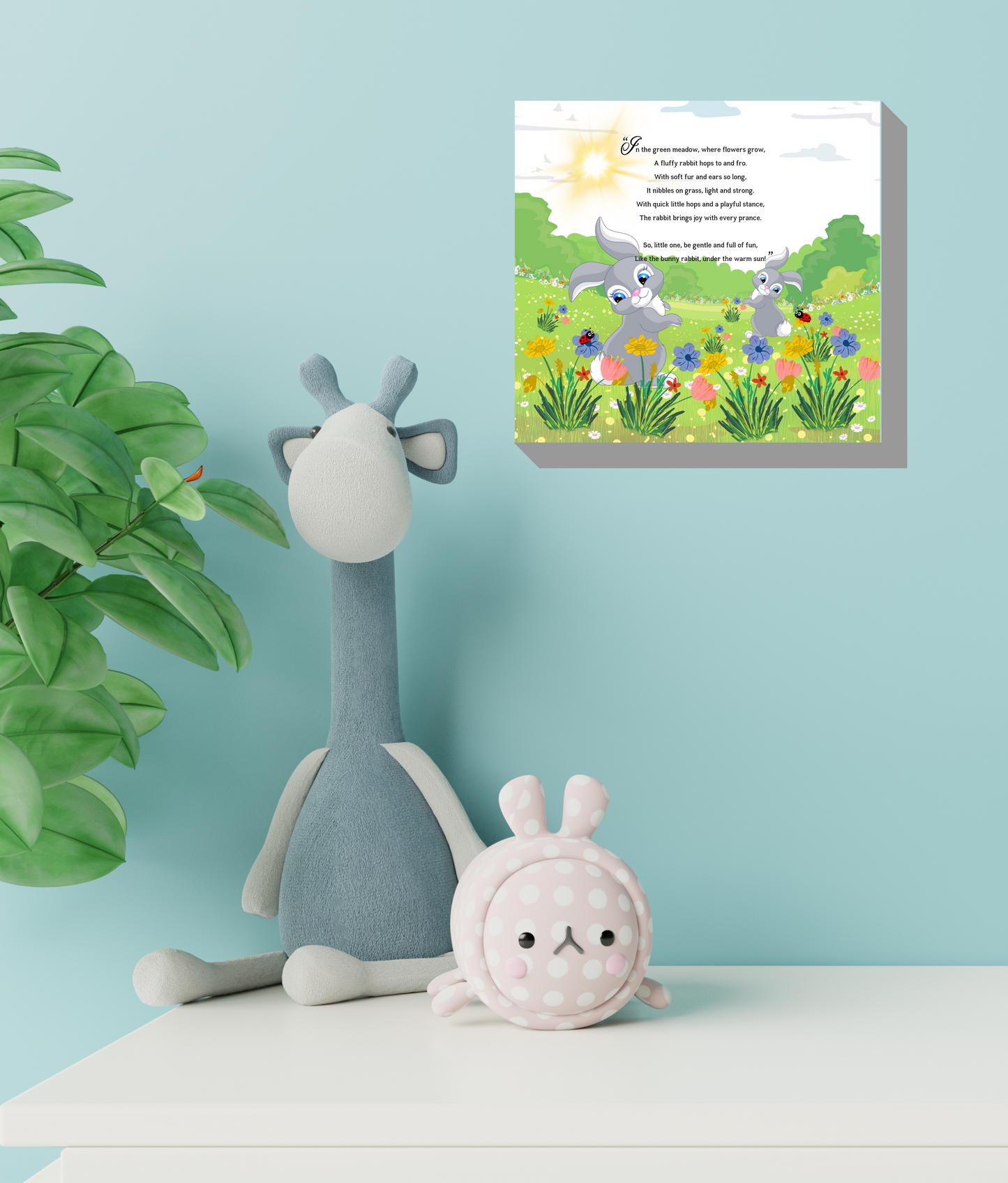 Whimsical Animal Rhyme Canvas Wraps:  Colorful Stories for Kids' Spaces - Rabbits