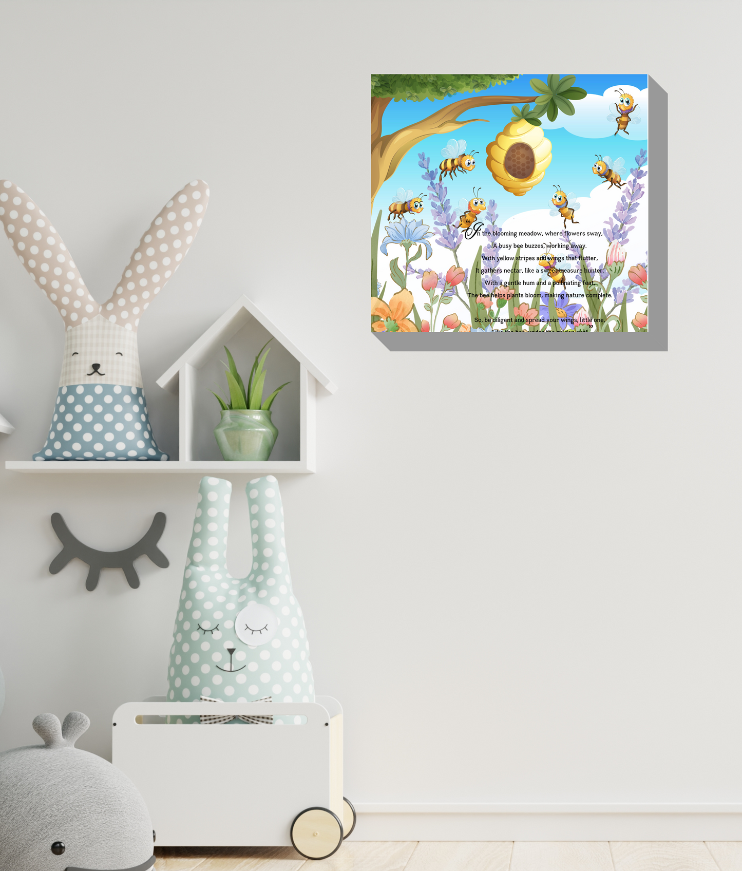 Whimsical Animal Rhyme Canvas Wraps:  Colorful Stories for Kids' Spaces - Bees