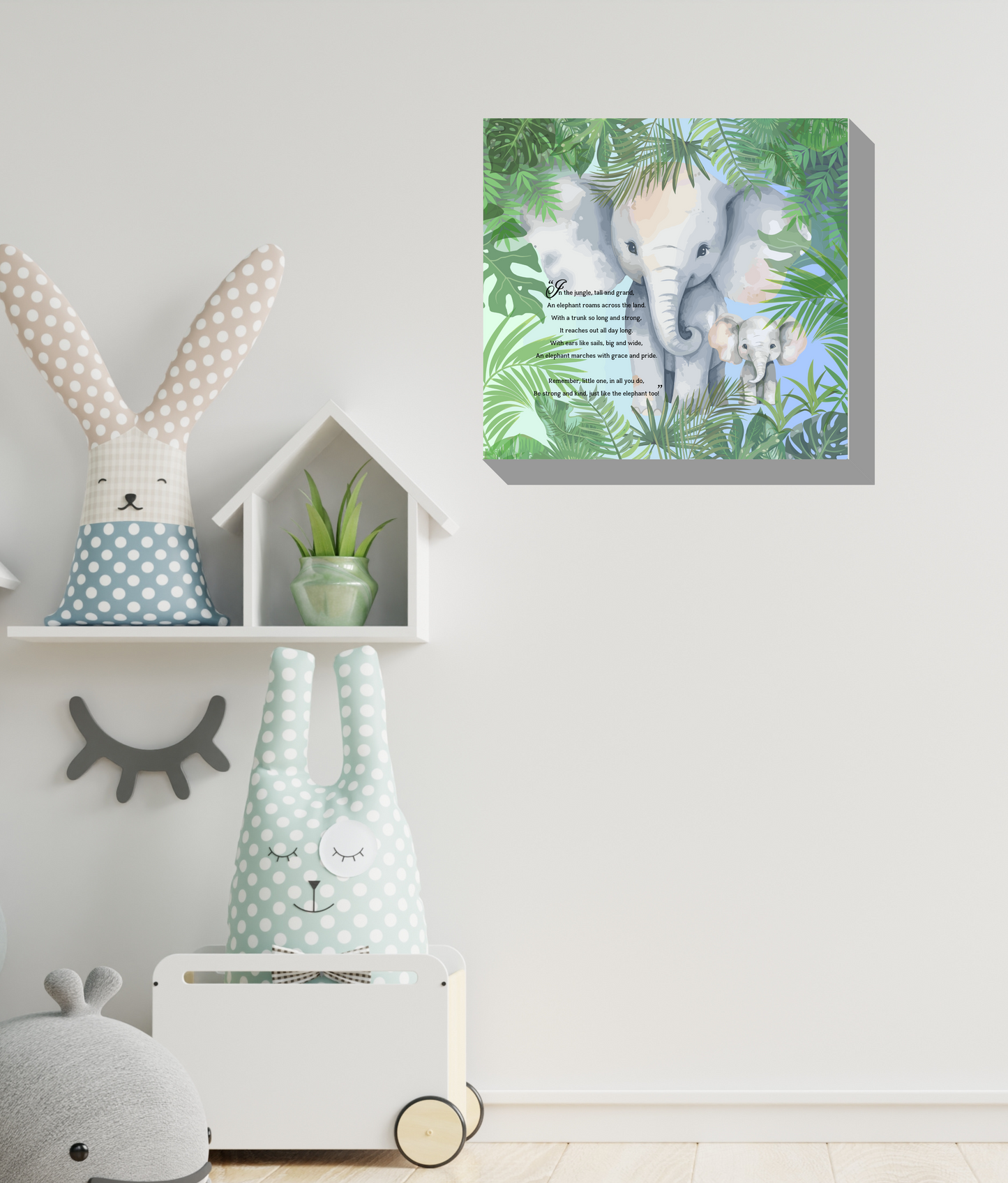 Whimsical Animal Rhyme Canvas Wraps:  Colorful Stories for Kids' Spaces - Elephants