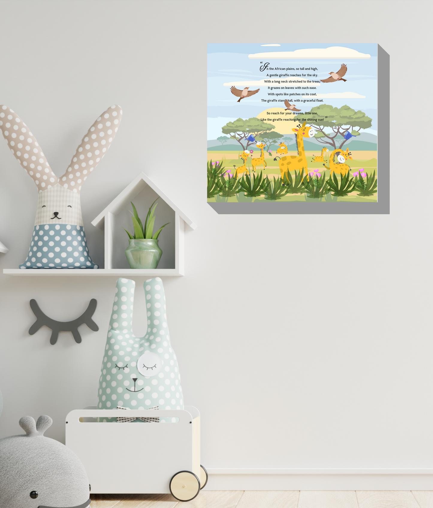 Whimsical Animal Rhyme Canvas Wraps:  Colorful Stories for Kids' Spaces - Giraffes