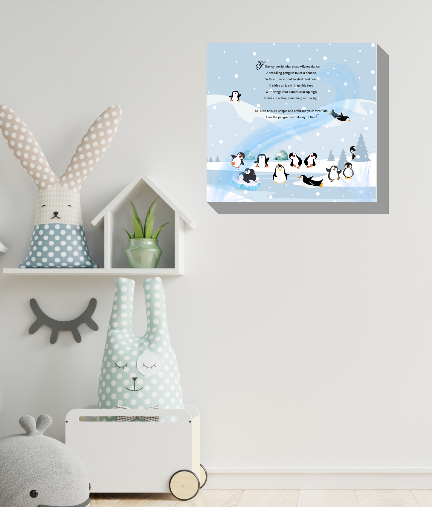 Whimsical Animal Rhyme Canvas Wraps:  Colorful Stories for Kids' Spaces - Penguins