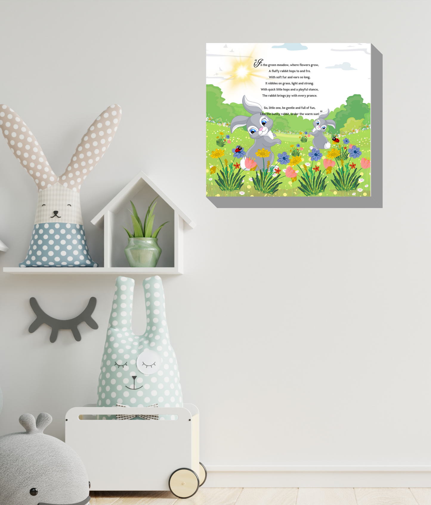 Whimsical Animal Rhyme Canvas Wraps:  Colorful Stories for Kids' Spaces - Rabbits