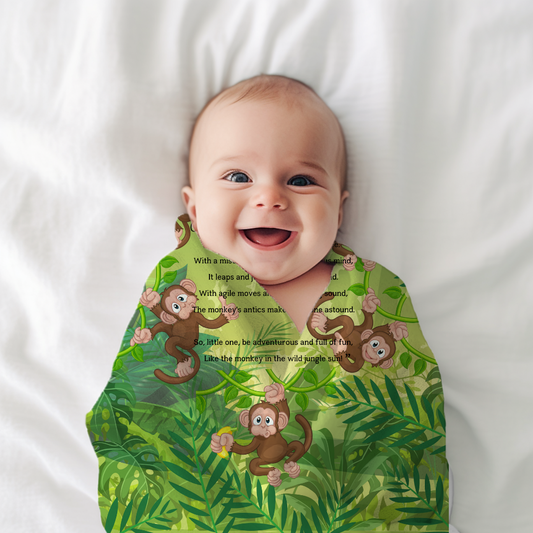 Introducing our adorable luxurious super soft Velveteen Children's Monkey Blanket, the perfect Cuddle companion!