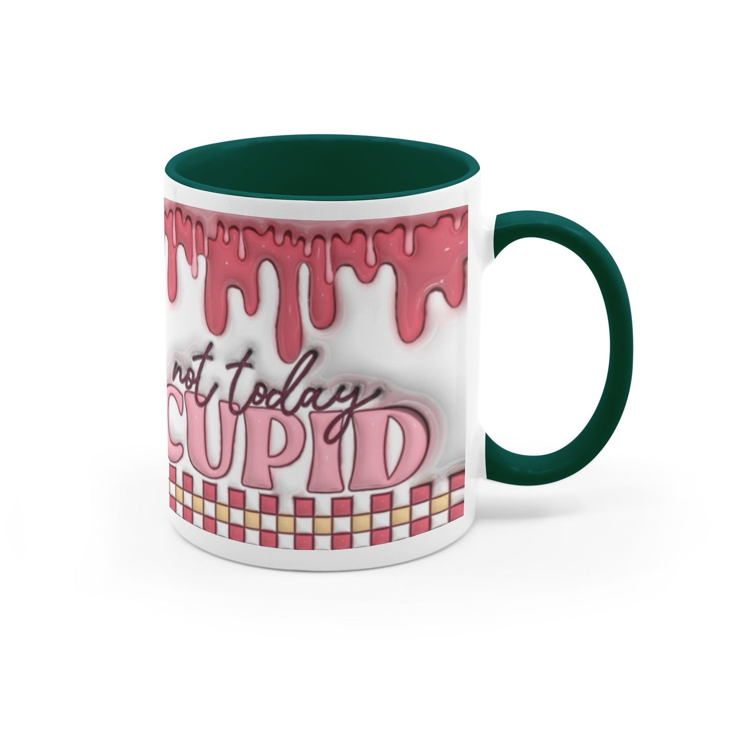 Love Unleashed:  Not Today Cupid Valentine's Two-Tone Mugs - A Symphony of Colors on Glossy White Canvas, Sip Romance Daily!