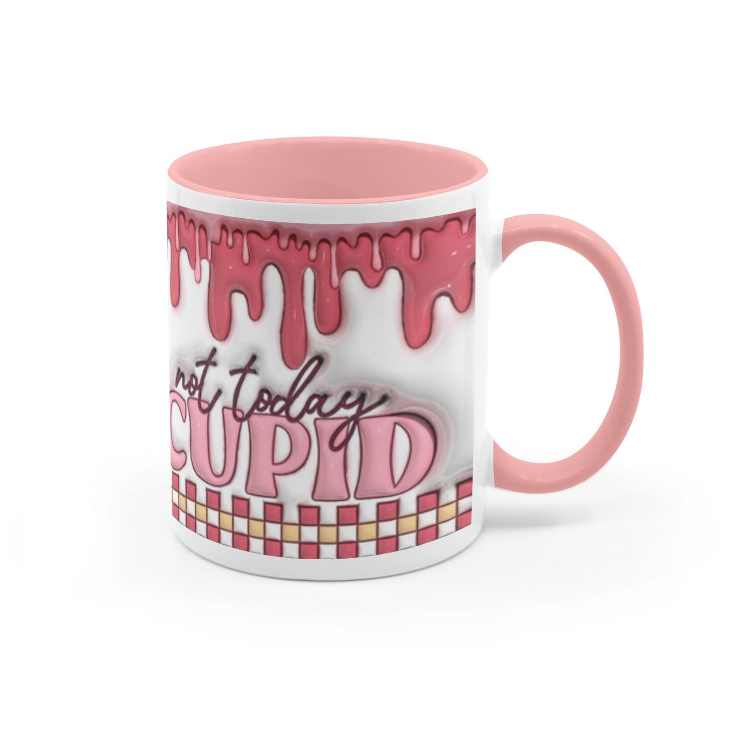 Love Unleashed:  Not Today Cupid Valentine's Two-Tone Mugs - A Symphony of Colors on Glossy White Canvas, Sip Romance Daily!