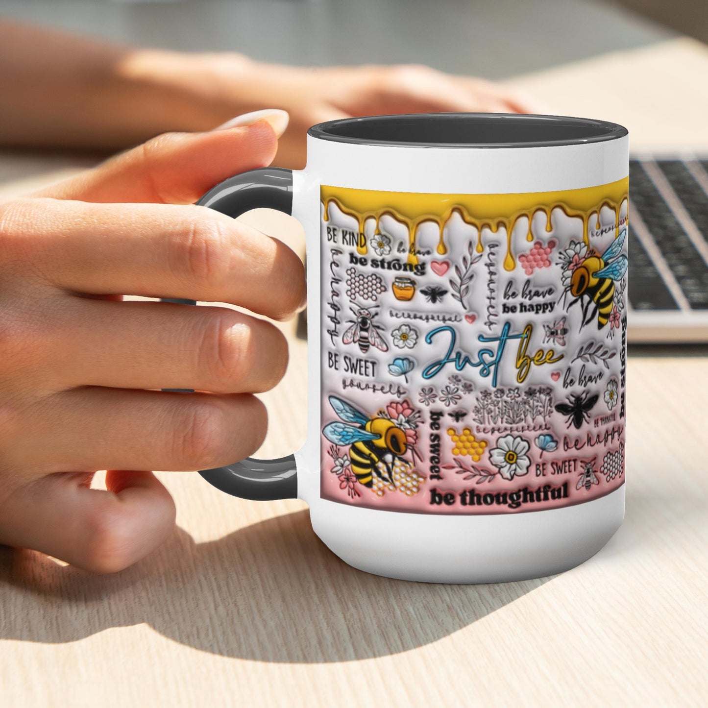 Buzzing with Inspiration:  Inflated Bee-Themed Inspirational Mugs