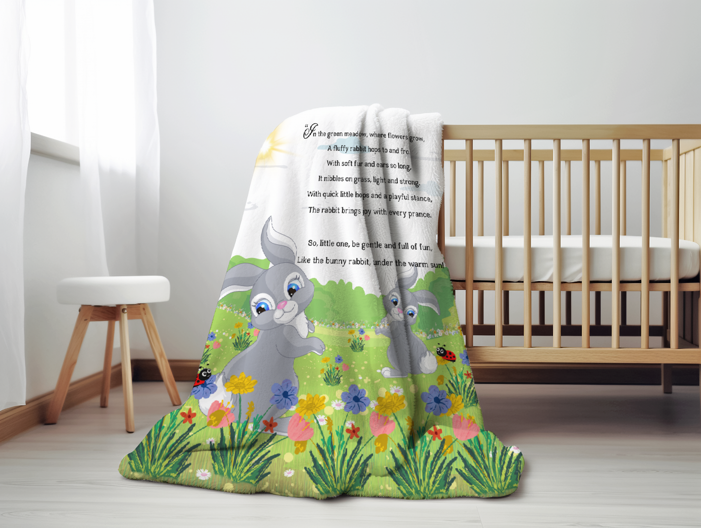 Introducing our adorable luxurious super soft Velveteen Children's Rabbit Blanket, the perfect Cuddle companion!