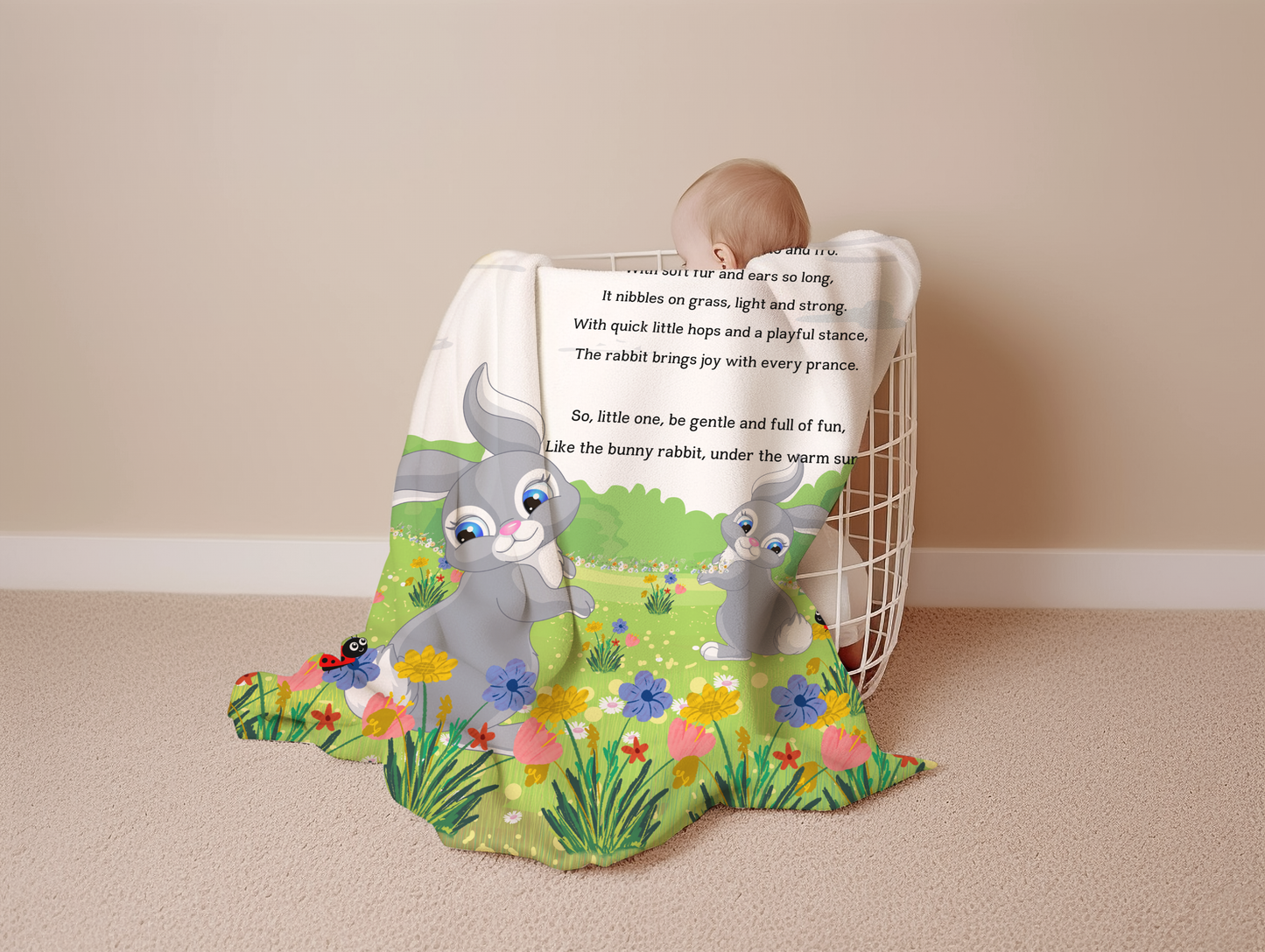 Introducing our adorable luxurious super soft Velveteen Children's Rabbit Blanket, the perfect Cuddle companion!