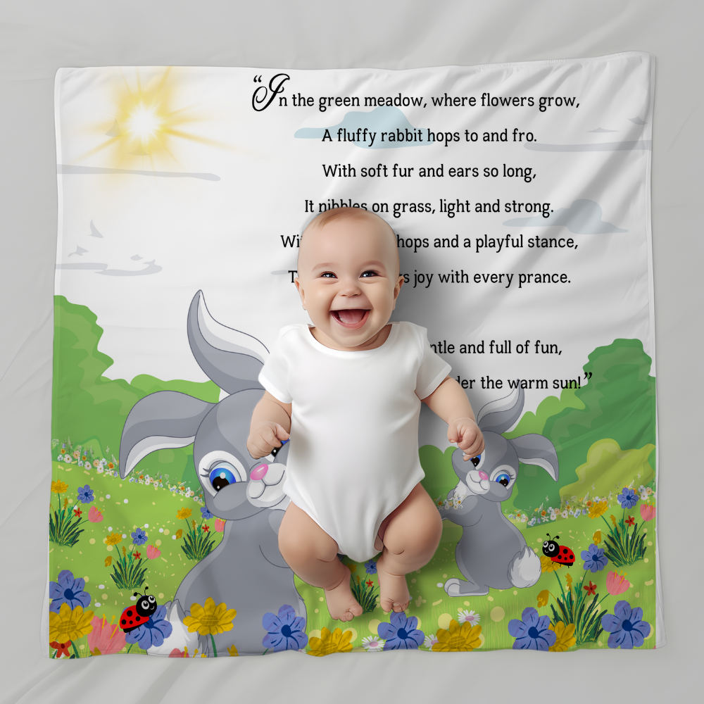 Introducing our adorable luxurious super soft Velveteen Children's Rabbit Blanket, the perfect Cuddle companion!