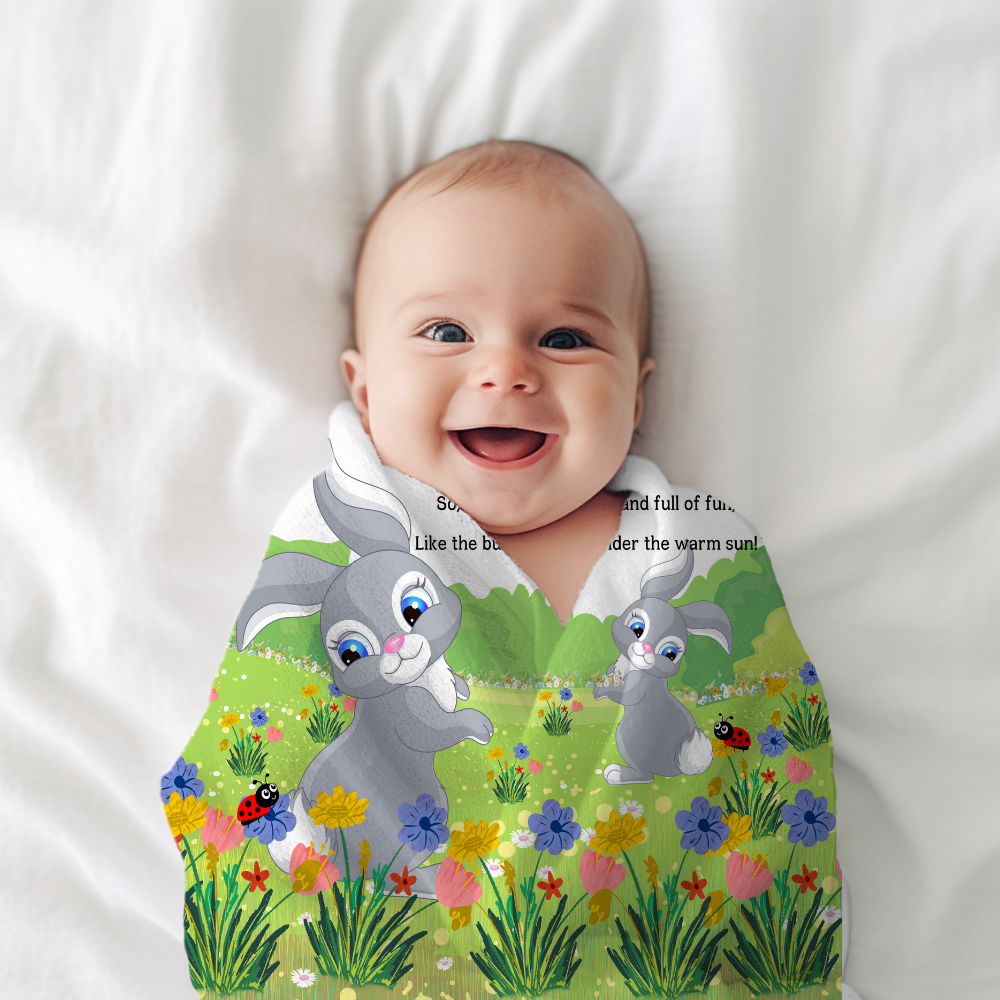 Introducing our adorable luxurious super soft Velveteen Children's Rabbit Blanket, the perfect Cuddle companion!