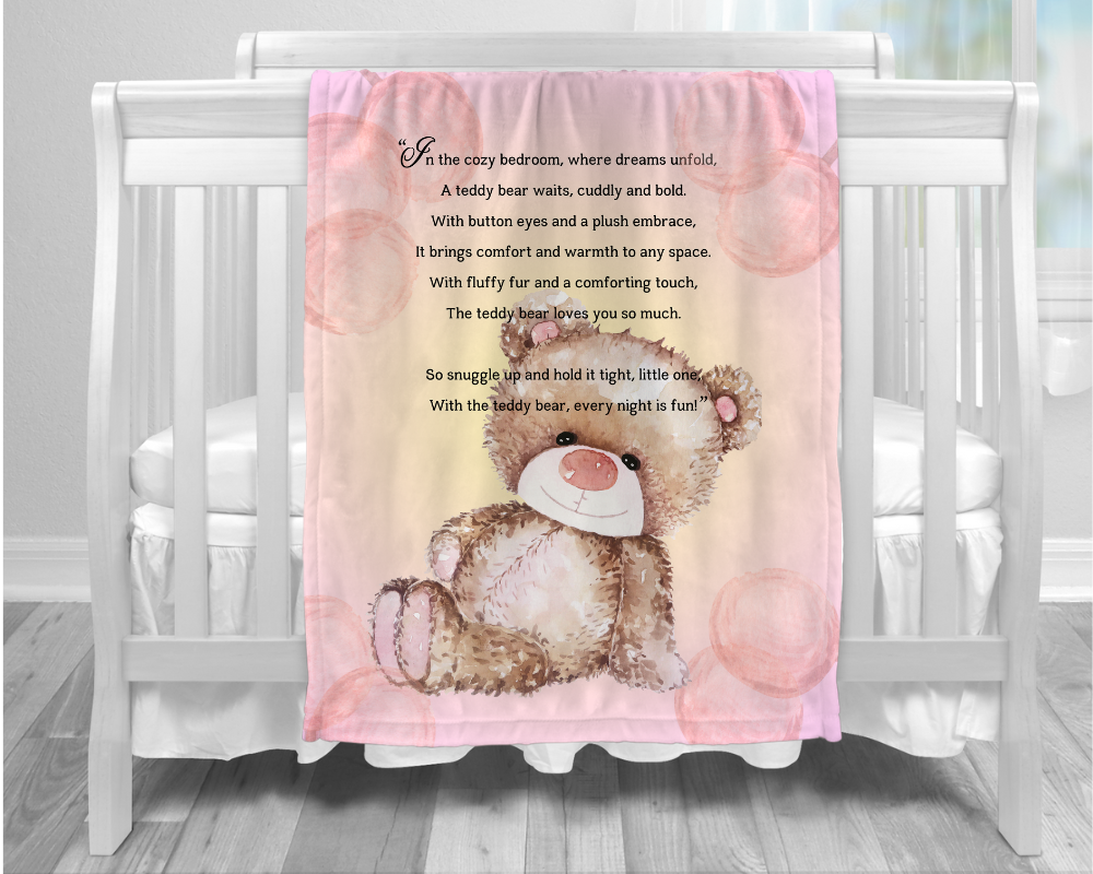 Introducing our adorable luxurious super soft Velveteen Children's Teddy Bear Blanket, the perfect Cuddle companion!