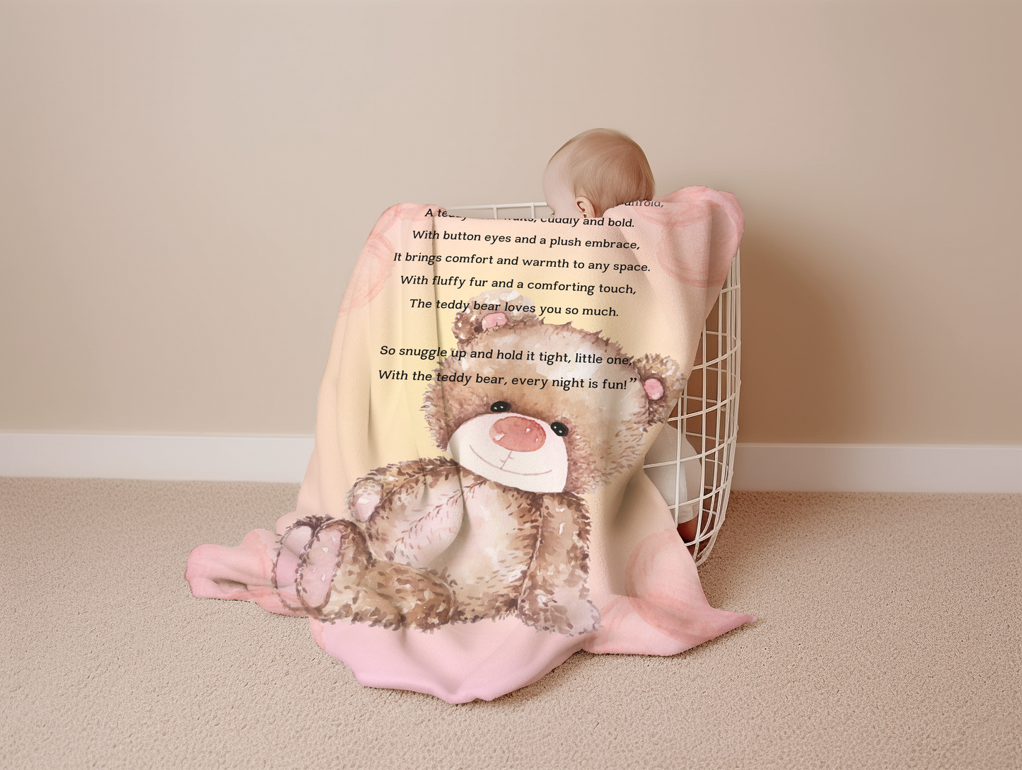 Introducing our adorable luxurious super soft Velveteen Children's Teddy Bear Blanket, the perfect Cuddle companion!