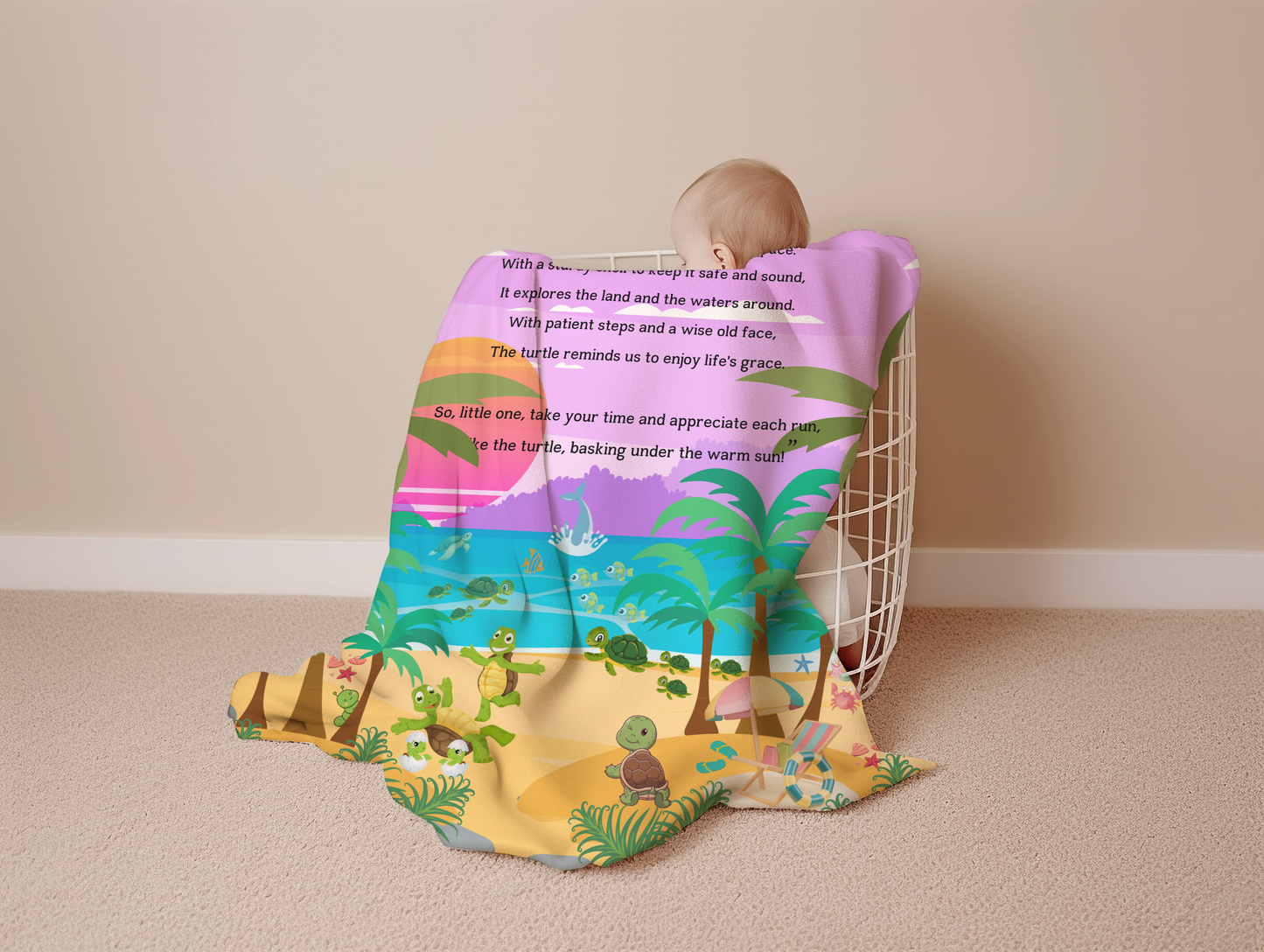 Introducing our adorable luxurious super soft Velveteen Children's Turtle Blanket, the perfect Cuddle companion!