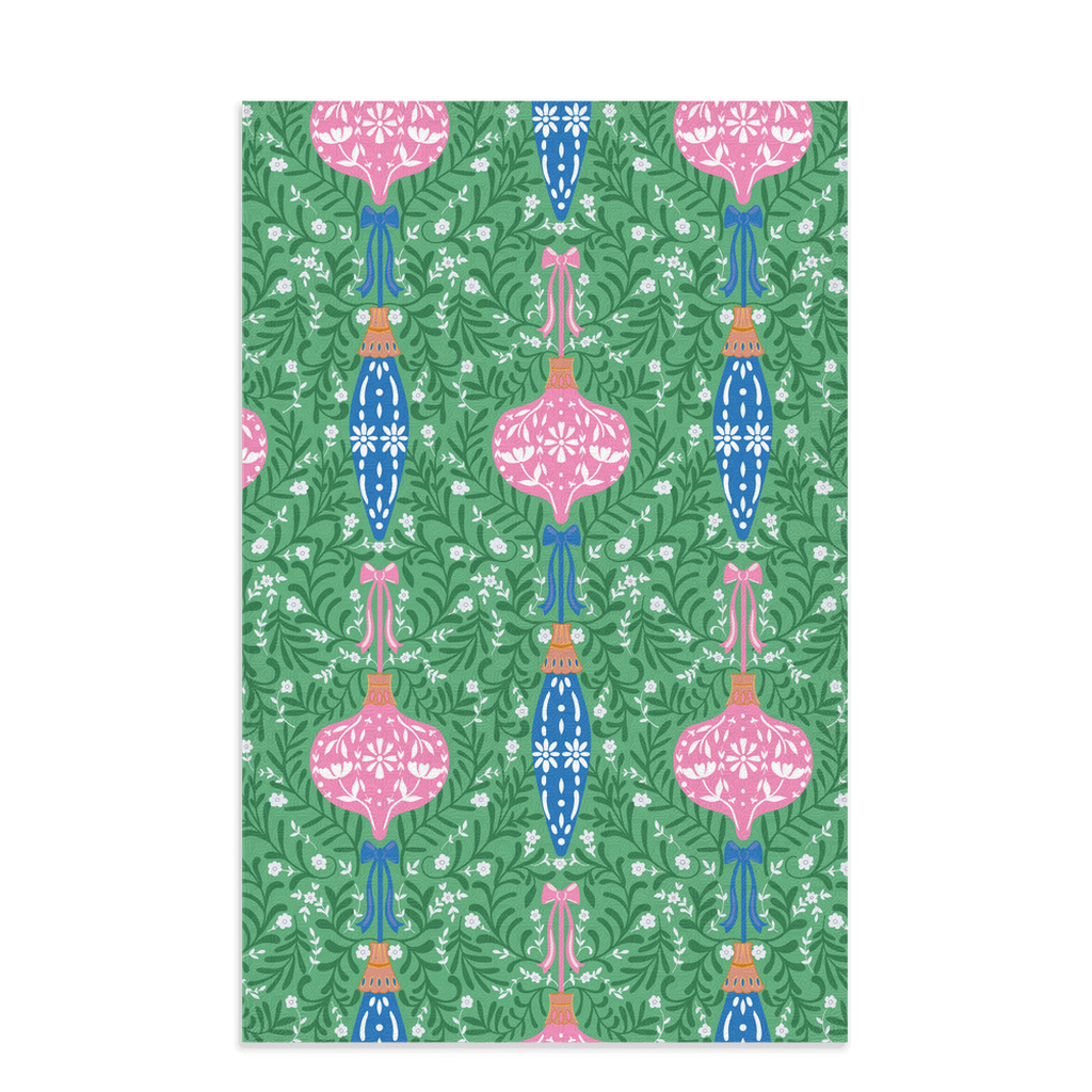 Christmas-Themed Pastel Ornament Waffle Kitchen Tea Towel, Waffle Towel, Cute Stocking Filler