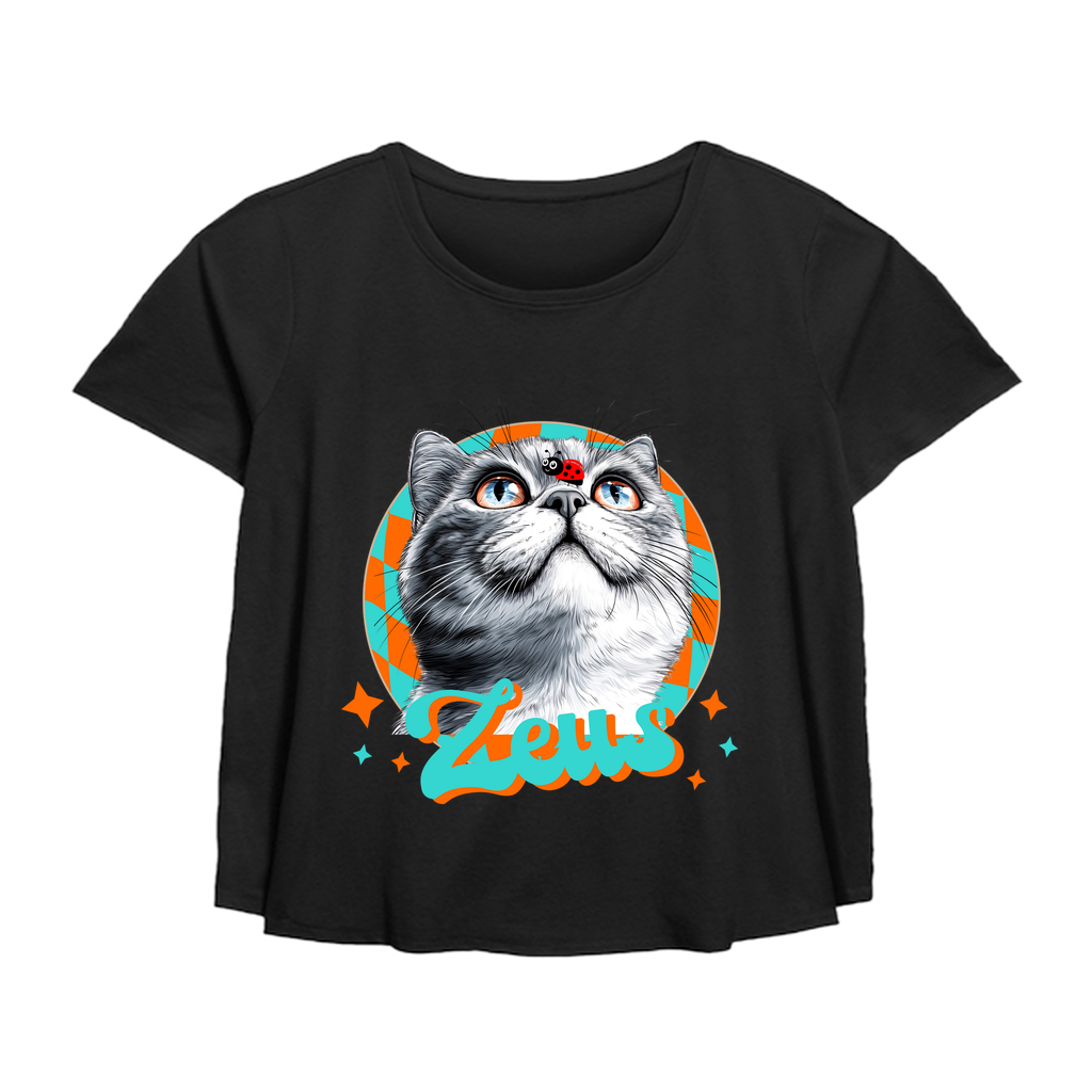 Women’s Plus Size Scoop Hem Flow Tee - Whimsical Animal & Insect Portrait.