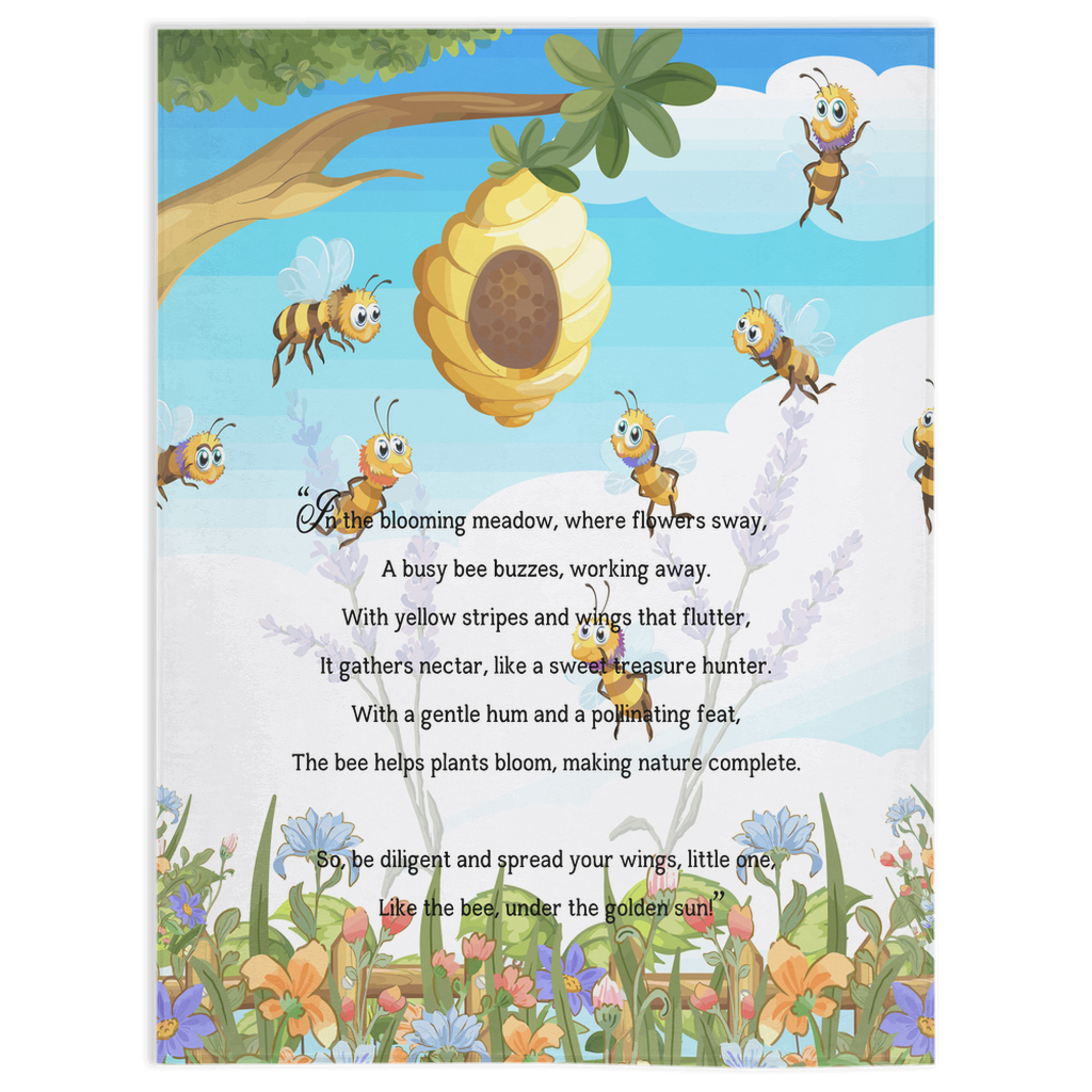 Introducing our adorable luxurious super soft Velveteen Children's Bee Blanket, the perfect Cuddle companion, Kid's Rhyme Blanket