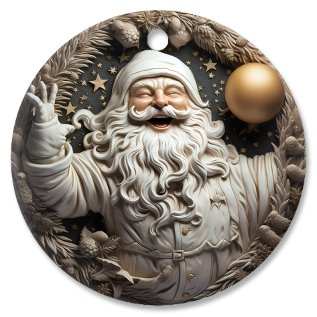 Radiant 3D Porcelain Christmas Ornament:  Elegance in Every Detail for Your Holiday Joy!