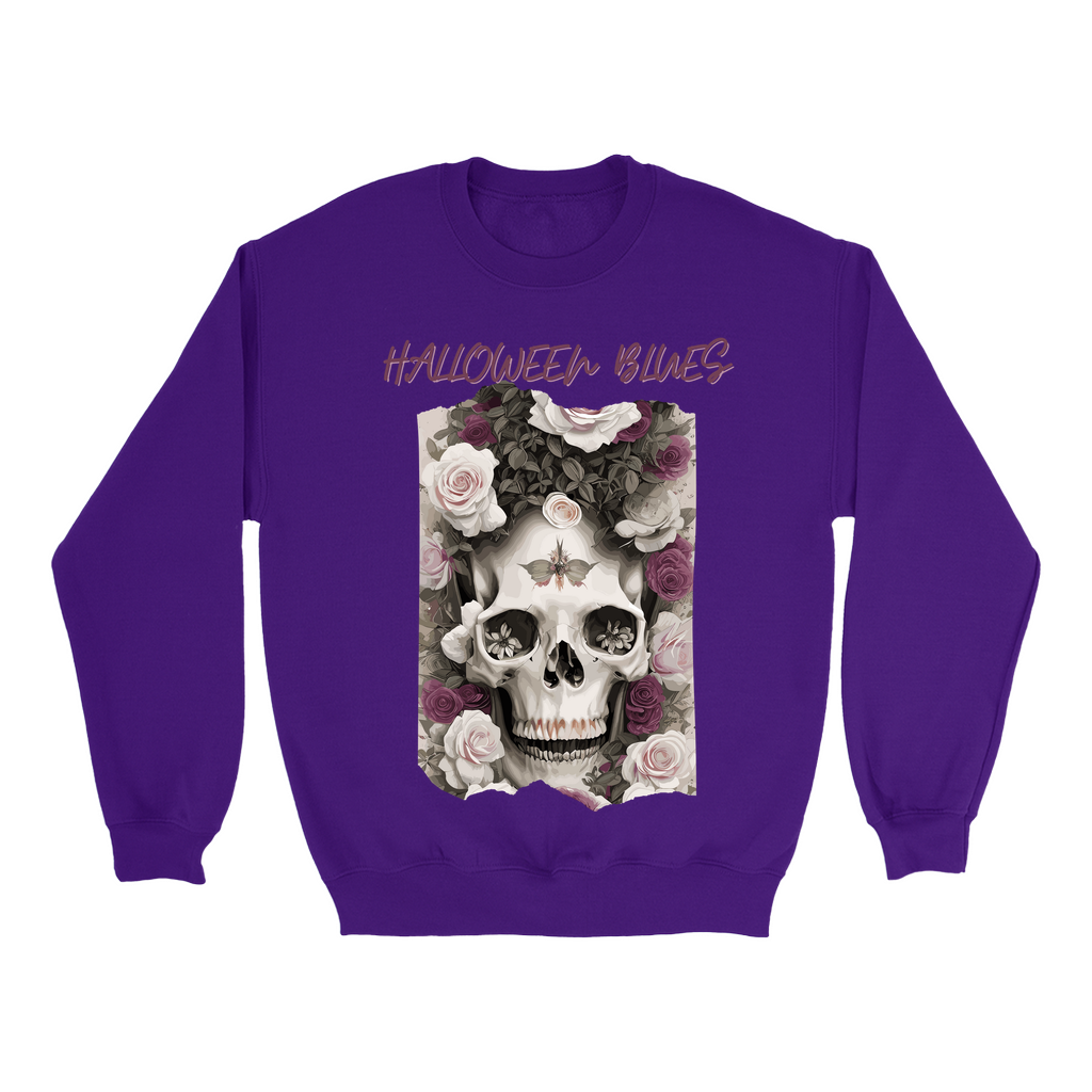 Explore our bewitching collection of Halloween sweatshirts, showcasing the mysterious allure of a skull and roses on the front.