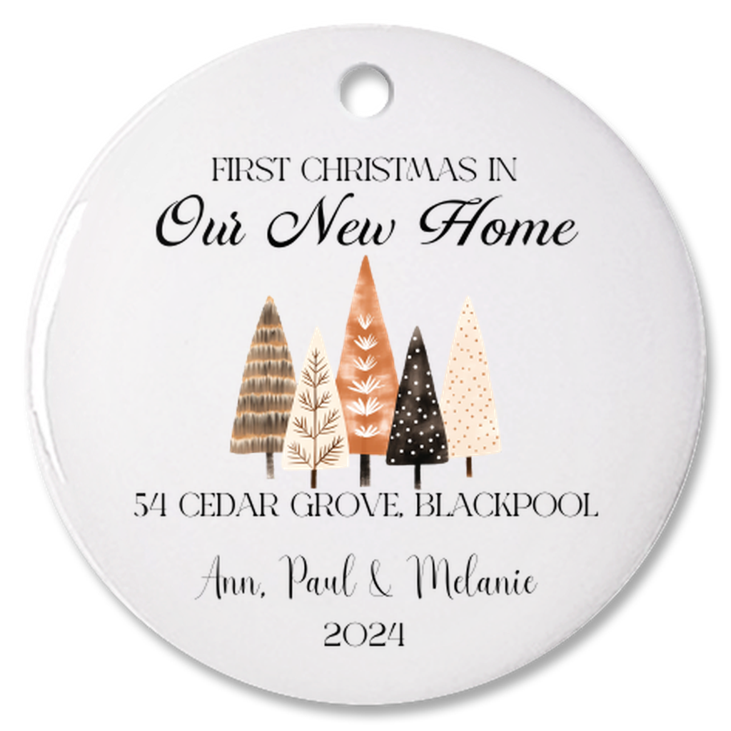 Personalized “First Christmas In Our New Home” Christmas Porcelain Ornament, Customized New House Ornament, Our First Home Keepsake