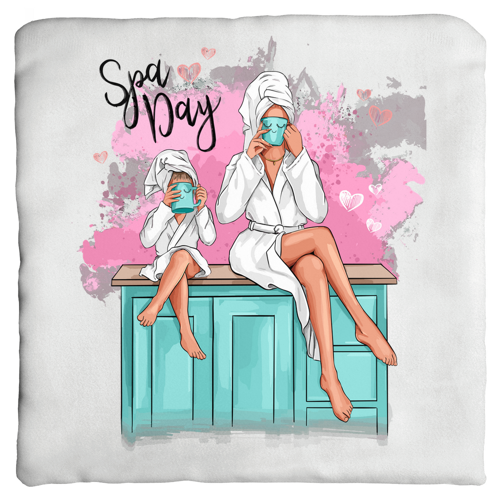 Customizable Spa Day Square Mother and Daughter Cushion - Where Comfort Meets Personalization!