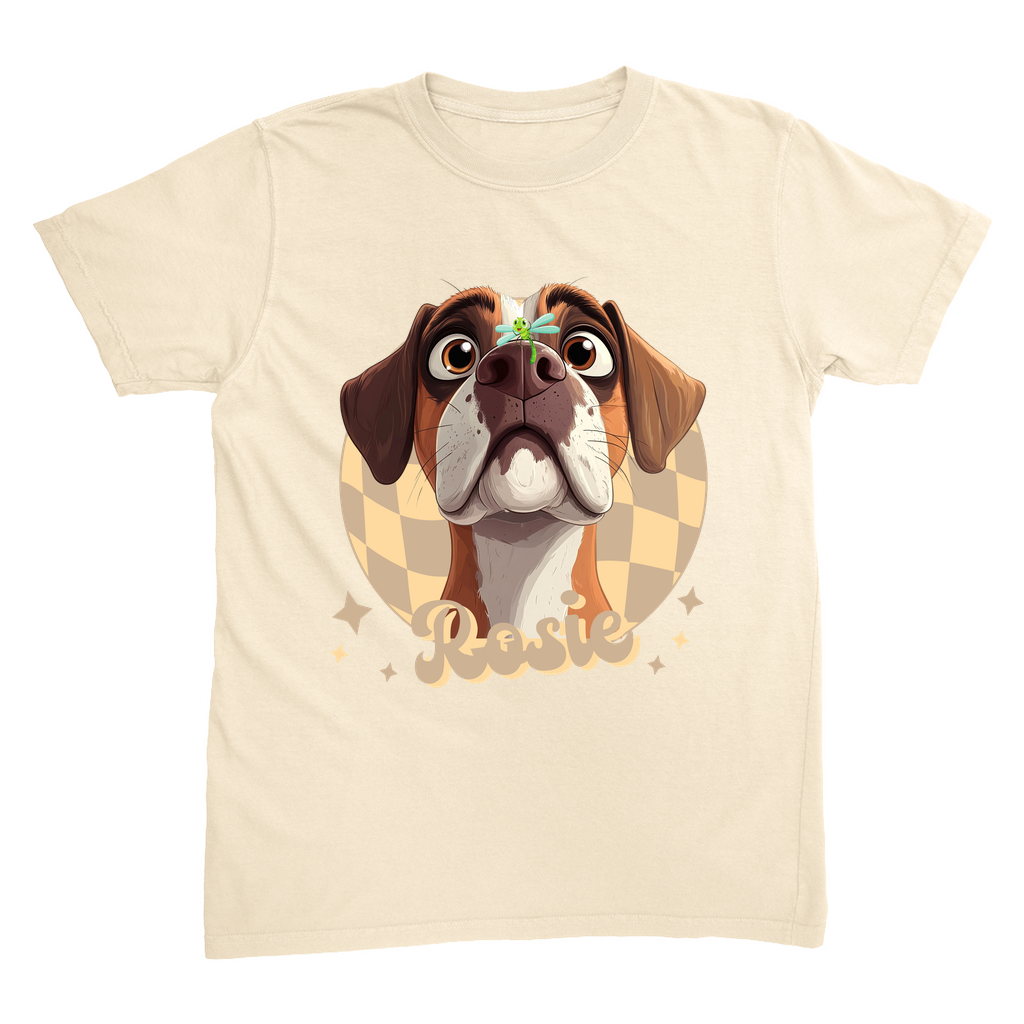 Comfort Colors 1717 Heavyweight Unisex T-Shirt - Whimsical Animal & Insect Portrait With FRONT IMAGE PLACEMENT, Dog Tee, Cat T-shirt.