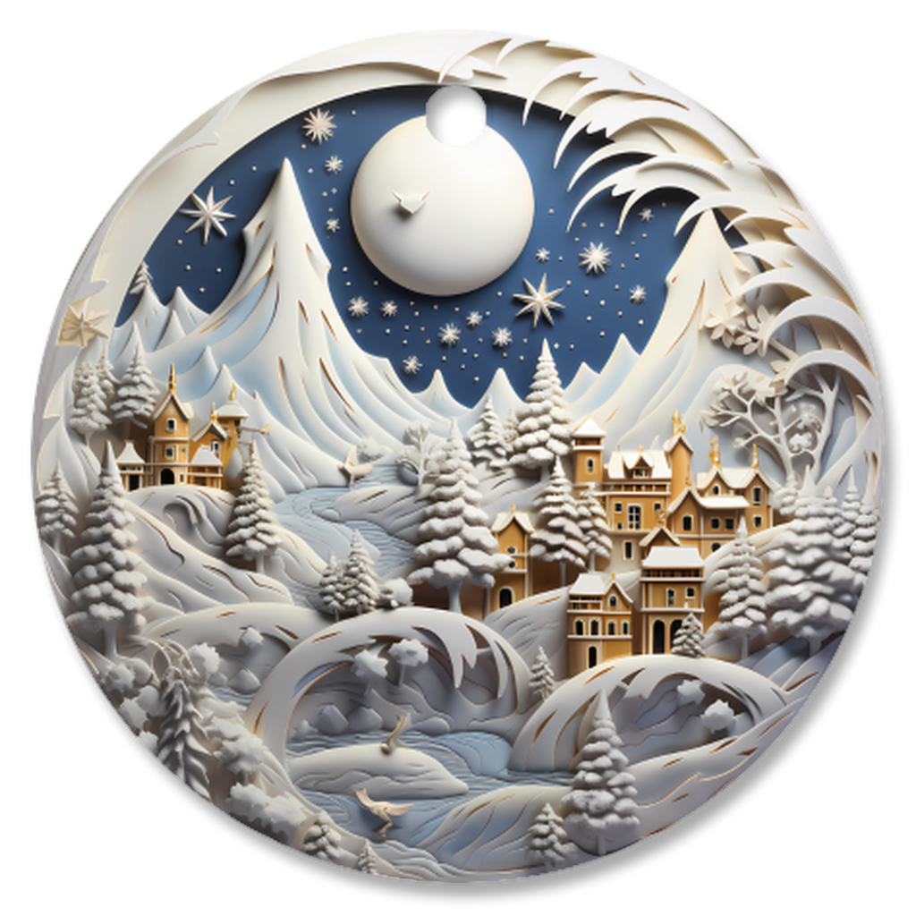 Radiant 3D Porcelain Christmas Ornament:  Elegance in Every Detail for Your Holiday Joy!