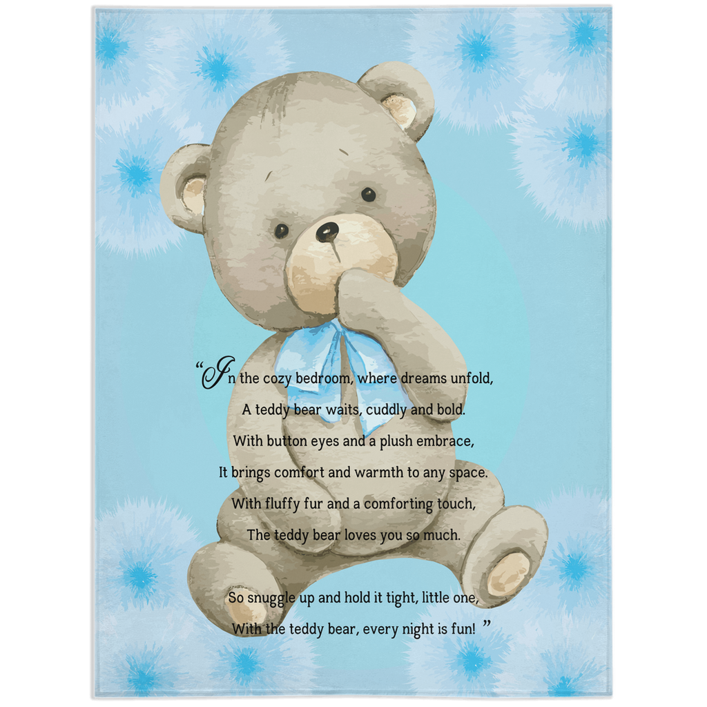 Introducing our adorable luxurious super soft Velveteen Children's Teddy Bear Blanket, the perfect Cuddle companion, Kid's Rhyme Blanket
