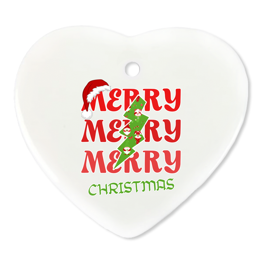 Exquisite Christmas Porcelain Ornaments With “Merry, Merry, Merry, Christmas” A Stunning Addition To Your Holiday Decor.