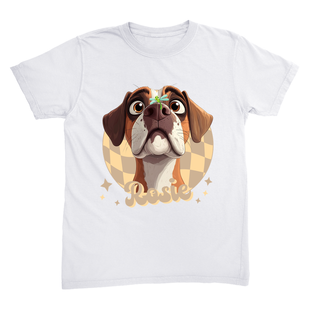 Comfort Colors 1717 Heavyweight Unisex T-Shirt - Whimsical Animal & Insect Portrait With FRONT IMAGE PLACEMENT, Dog Tee, Cat T-shirt.