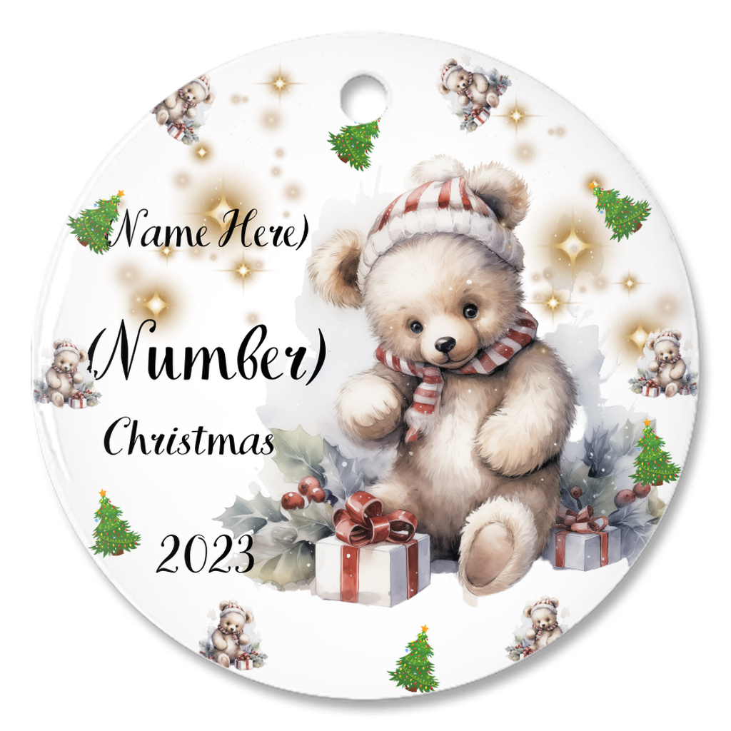 Customized Baby's 1st (or 2nd) Christmas Porcelain Ornament:  Cherish Moments