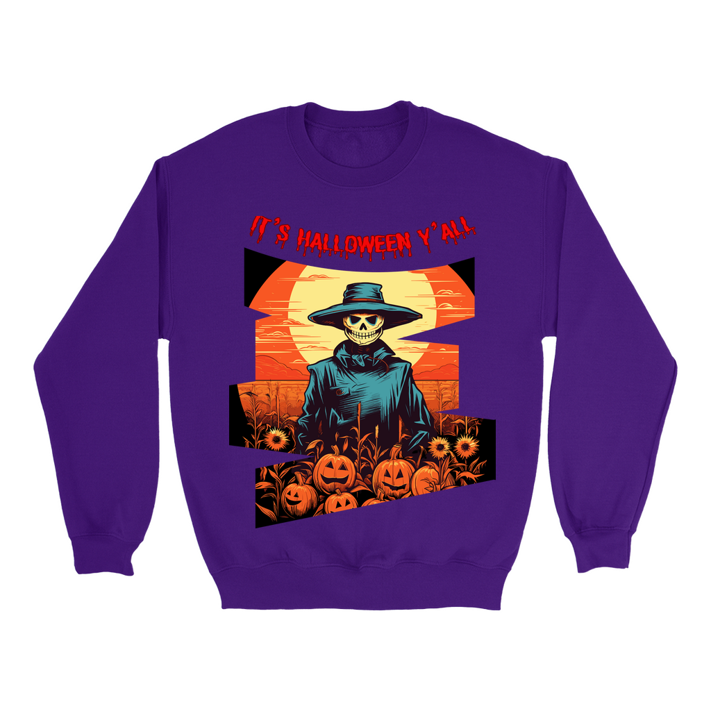 Explore our bewitching collection of Halloween sweatshirts, showcasing the mysterious allure of a Scarecrow on the front.