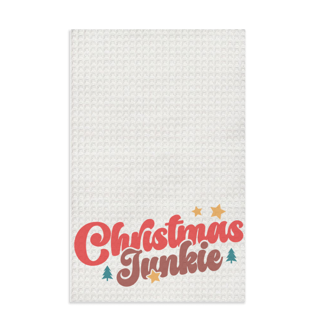 Christmas-themed "Christmas Junkie" Waffle Kitchen Tea Towels, Cute Christmas Waffle Dish Towels, Kitchen Towels Cute, Ideas