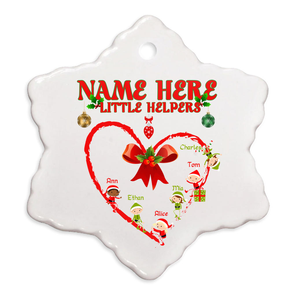 Cherish Grandma's Little Helpers with our personalized porcelain Christmas ornament, a heartwarming tribute to family joy!