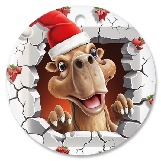 Radiant 3D Animal Breakthrough Porcelain Christmas Camel Ornament:  Elegance in Every Detail for Your Holiday Joy!