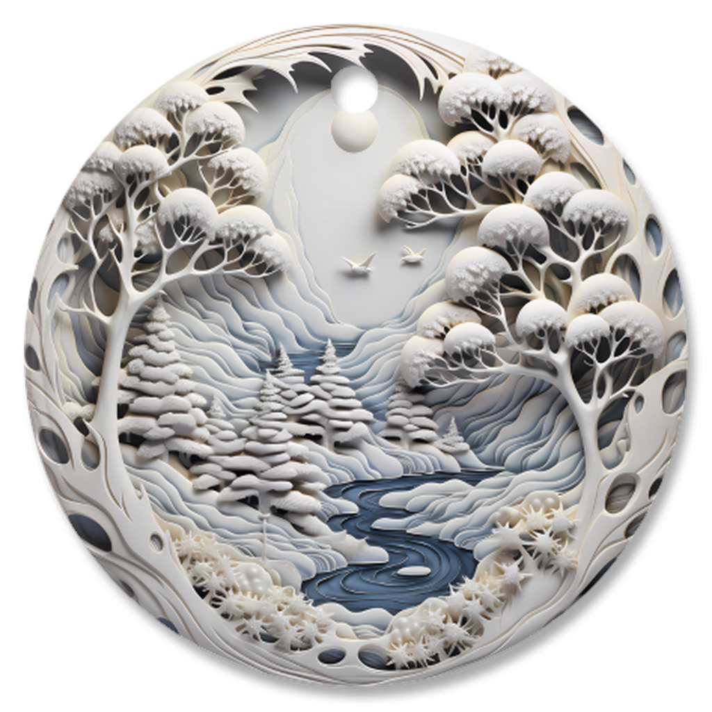 Radiant 3D Porcelain Christmas Ornament:  Elegance in Every Detail for Your Holiday Joy!