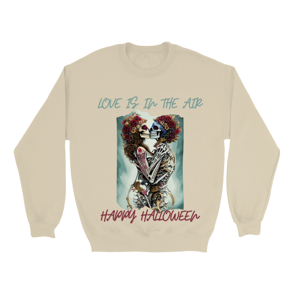 Explore our bewitching collection of Halloween sweatshirts, showcasing the mysterious allure of a skeleton lovers on the front.