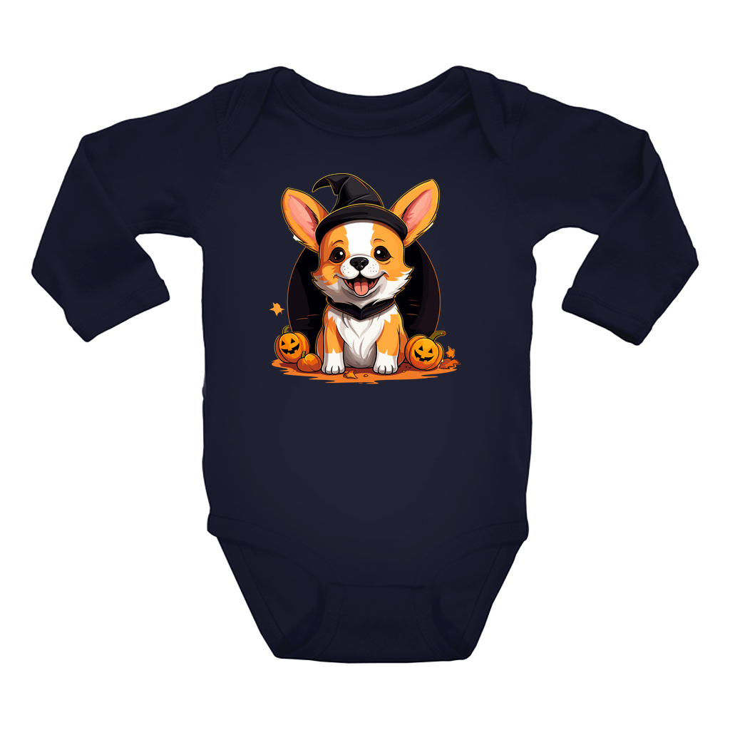 Infant Halloween Corgi Long Sleeve Onesie