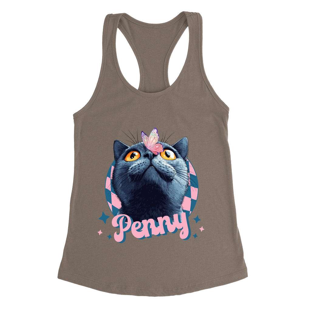 Next Level 1533 Women’s Racerback Tank Top – Whimsical Animal & Insect Portrait.