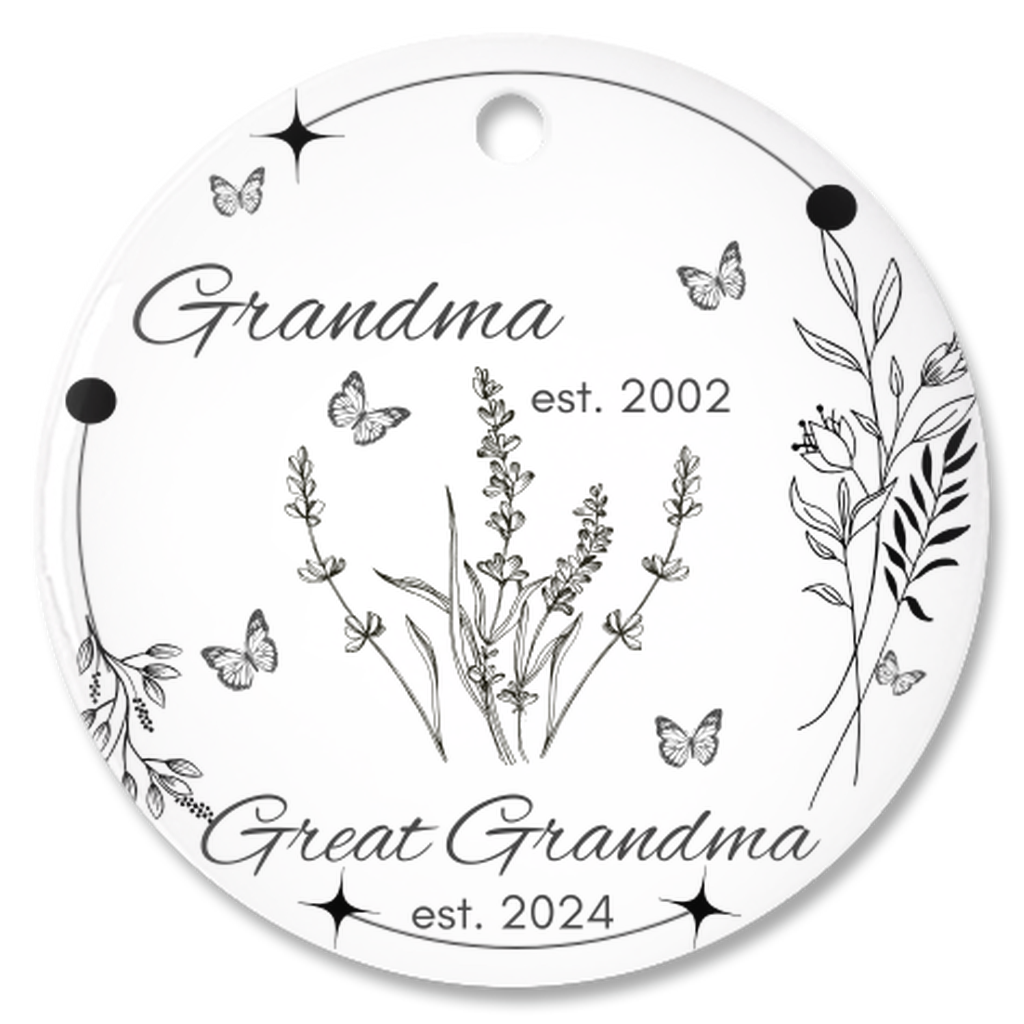 Personalized New Great Grandma Christmas Porcelain Ornament, Pregnancy Reveal to Grandma, First Time Great Grandma Christmas Ornament Gift