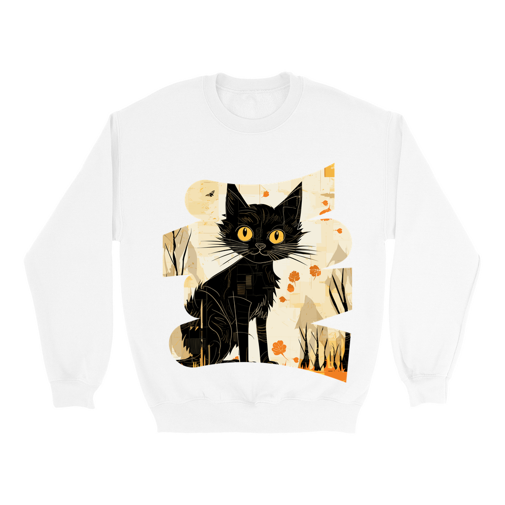 Explore our bewitching collection of Halloween sweatshirts, showcasing the mysterious allure of a black cat on the front.Sh