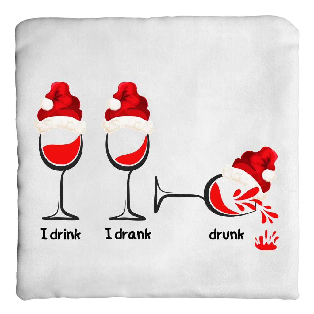 Toast to the Holidays with our Christmas Wine Glass Throw Pillows - Faux Suede, Multiple Sizes, Zippered or Cover Only.