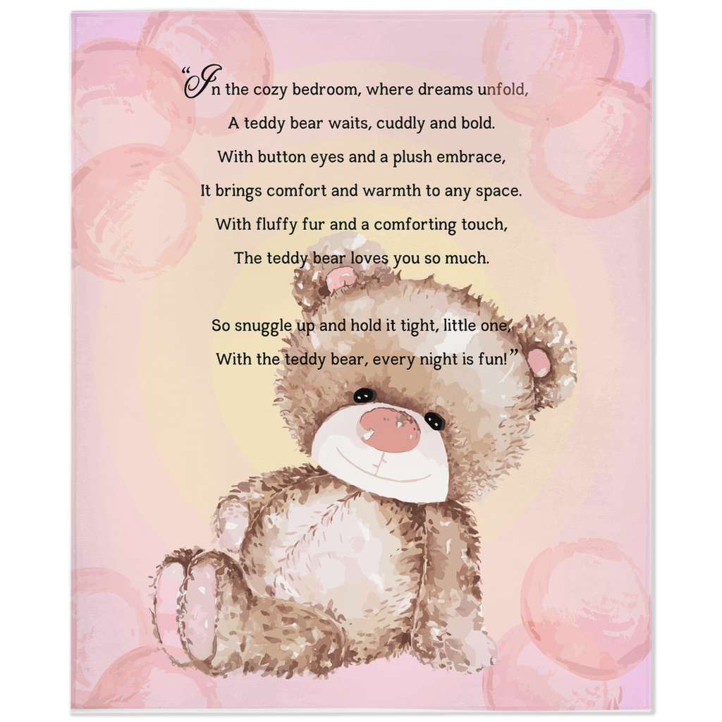 Introducing our adorable luxurious super soft Velveteen Children's Teddy Bear Blanket, the perfect Cuddle companion!