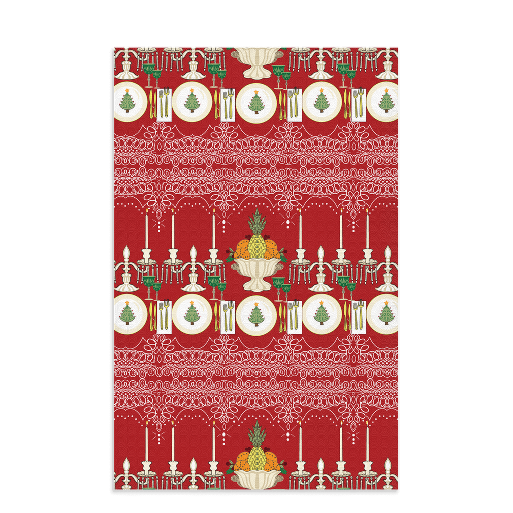 Christmas-Themed Festive Design Waffle Kitchen Tea Towel, Waffle Towel, Cute Stocking Filler