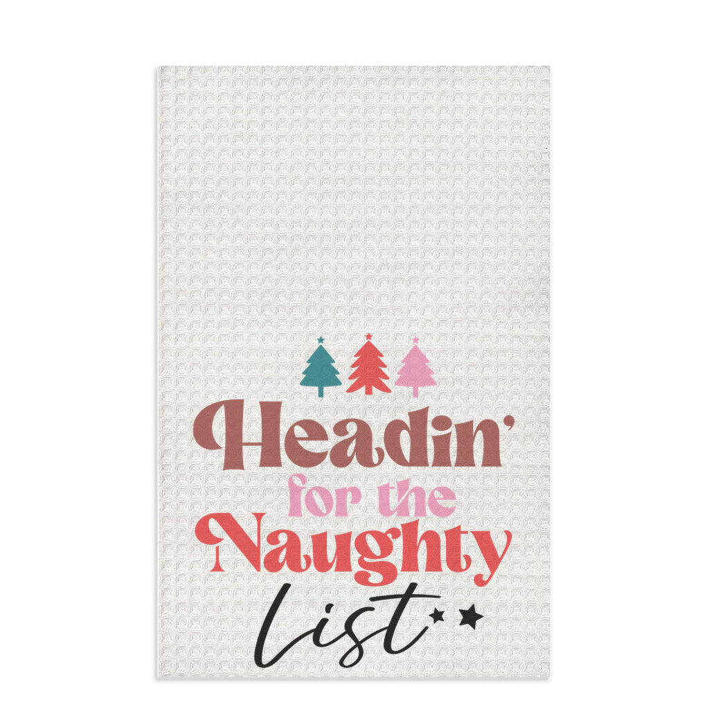 Christmas-themed "Headin' For The Naughty List" Waffle Kitchen Tea Towels, Cute Christmas Waffle Dish Towels, Kitchen Towels Cute, Ideas